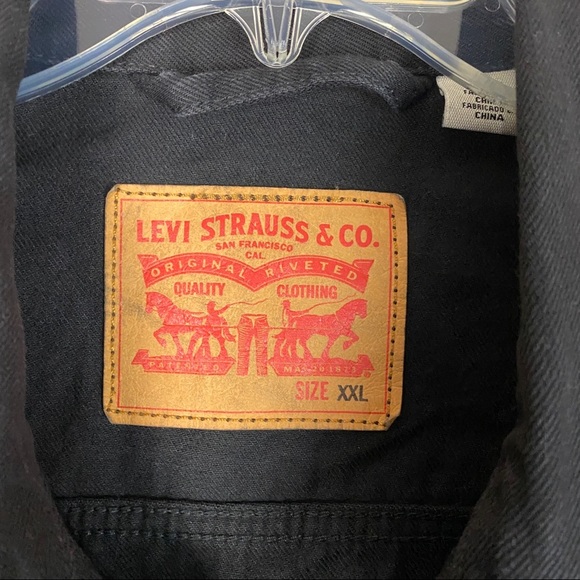 Levis Black Denim Jacket Size XXL - Picture 3 of 8